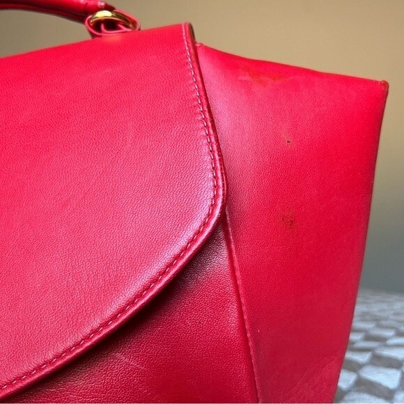 Onna Ehrlich Red Leather Handbag Purse with Top Handle & Tassel Made in USA 🇺🇸 - Picture 12 of 14